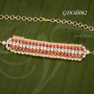 Small Oddiyanam Kemp Red White Stone Waist Hip Belt Jewellery Statue 4 inches