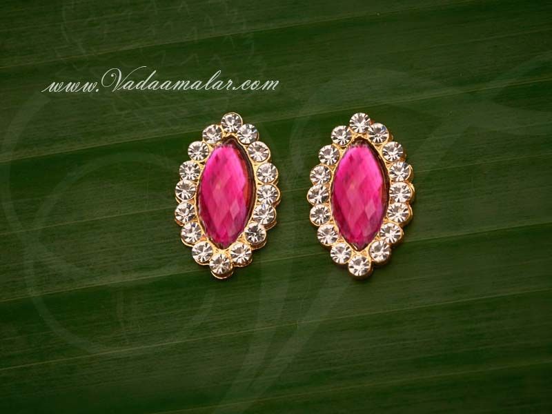 Pink Tilak Symbol Jewelry Ornament for forehead Statue Diety Amman Jewellery - 2 pieces-.9 inches