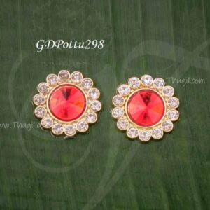 Tikka Ear Bindi Statue Ear Studs Idols Pottu Hindu Flower Design 1 inches - 2 piece