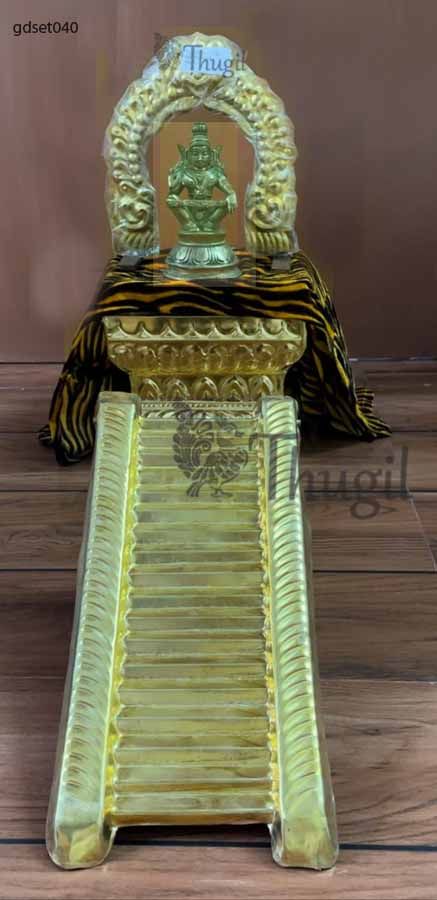 Seated Lord Ayyappan Set Deity Statue Brass Idol Murthi Arch Padi set