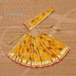 Yellow Skirt Pavadai Deities Dress for Goddess Idols Statues 8.5 inches