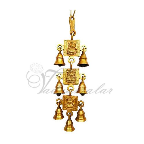 Decorative brass metal maa laxmi hanging bells