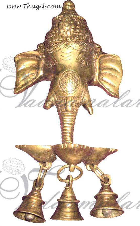 Ganesha with Bells Ganesh Hindu God India Brass Home Decorations