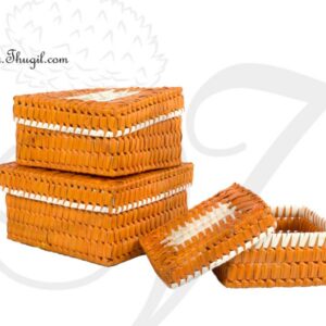 Square palm leaf gift boxes - set of three