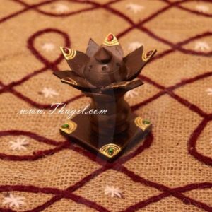 3" wooden incense sticks holder Gold Foil Tanjore works Flower design Unqiue Gifts