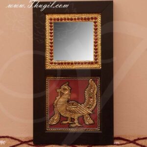 12 x 6 inches Mirror Wooden Wall Decor in Peacock Tanjore Style Gift Buy Now