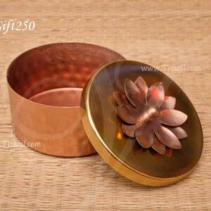 Copper Colour Round Box Flower Design Return Gift Hamper 4 inches