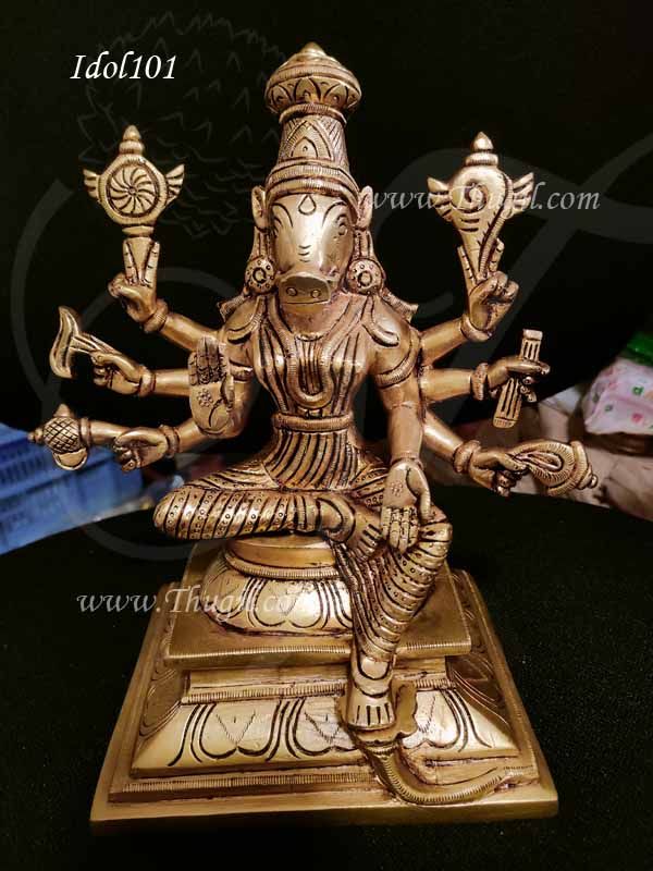 Goddess Varahi Amman Statue Brass Idol - 9 inches