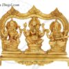 7.2 inch Lord Ganesha Goddesses Lakshmi Saraswati Brass Statue Idols