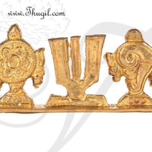 1.8" Brass Tirupati Balaji Shanku Chakra Naama Set