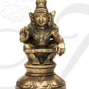 5" Seated Lord Ayyappan Deity Statue Brass Idol Murthi Figurine