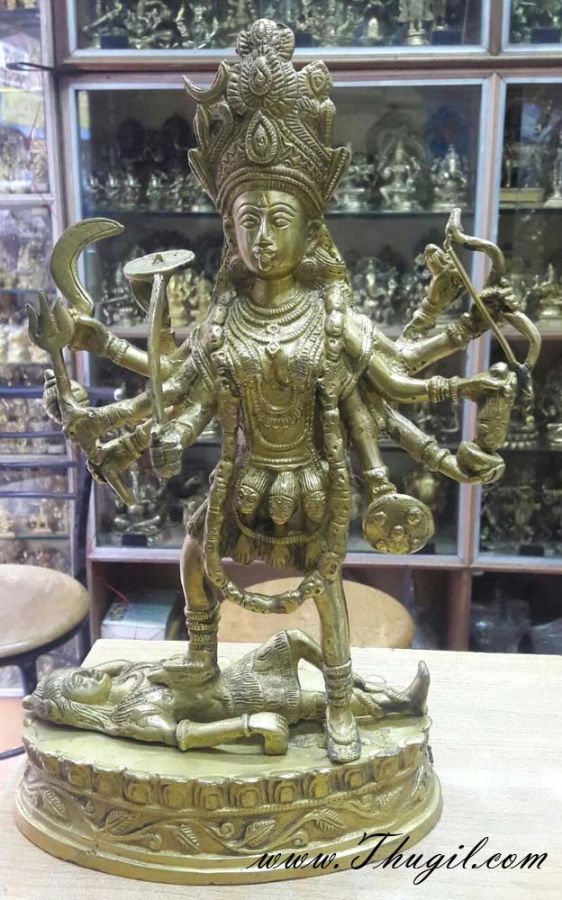 12" Bhadra Kali Brass Statue Hindu Goddess Kali Maa Statue