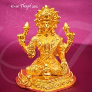 Gold Plated Goddess Lakshmi Statue of Brass Buy Now 5"