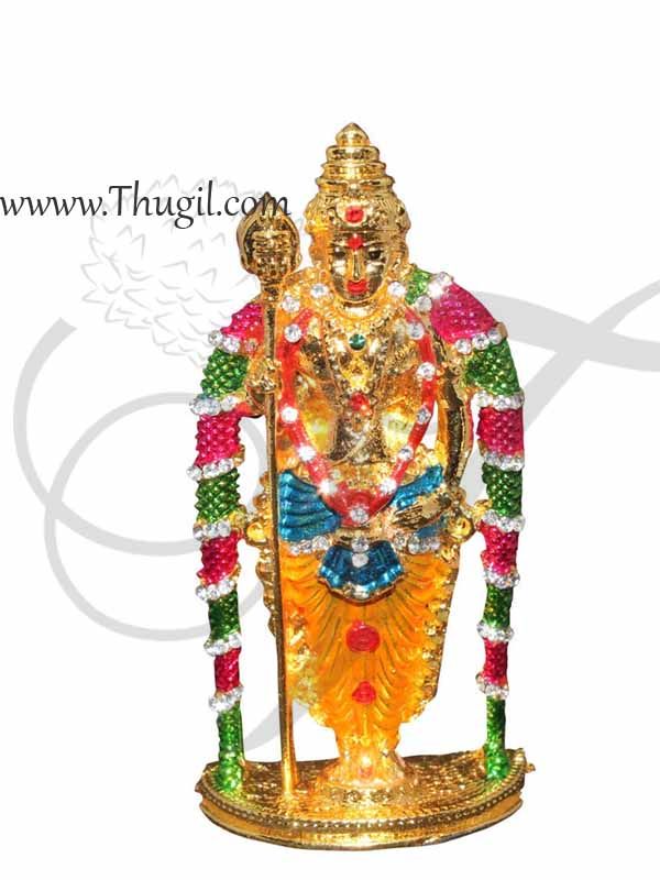 Lord Swami Kartikeya Ji Murugan Color Statue with Vel 4 inches