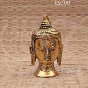 Buddha Head Statue And Sculptures in Brass 3 Inches