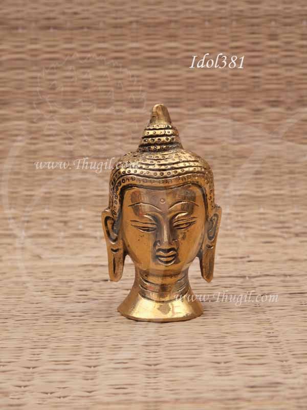 Buddha Head Statue And Sculptures in Brass 3 Inches
