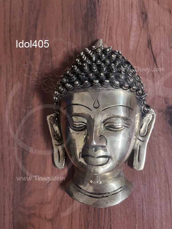 Buddha Face Mask Wall Hanging in Brass 6.5 inches