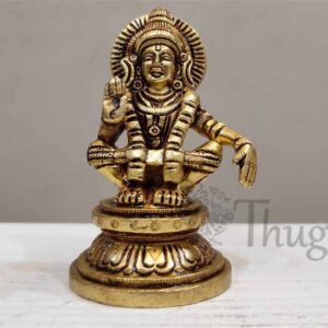 Seated Lord Ayyappan Deity Statue Brass Idol Murthi Figurine 3 inches
