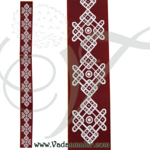 Kolams Strips Maroon Border With White Rangoli Designs 30 inches x 5 pieces