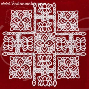 Sticker Kolams Maroon Square White Rangoli 9.5 inches x 5 pieces