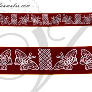 Muggu Stickers Maroon Border With White Butterfly Designs 18 inches x 5 pieces