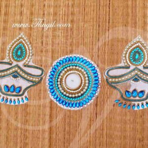 2 Diyas and Candle Holder Arrangeable Transparent Kolam kundan Rangoli Designs Buy Online