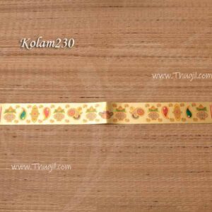 Kolam Muglu Long Gold Rectangle Strip Sticker Kalasam 5 pieces x 29 inches