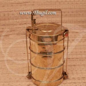 Brass Tiffin Food Carrier 3 Tier Box Inside Tin Coating Vintage Collectible Buy Now 11 inches