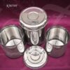 Stainless Steel 3 Size Storage Container or Sembadam 8 Inches