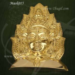 Mask Goddess karumariamman Face Brass Ammavu Decorations 8.5 inches