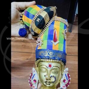 Goddess Vara Laksmi AmmaGaru Face Brass with Decorations - 8 inches