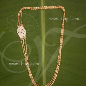 Poonool Punal Jewellery Three Line Chain White Stone Pathajam For Vishnu Ganesha Gods