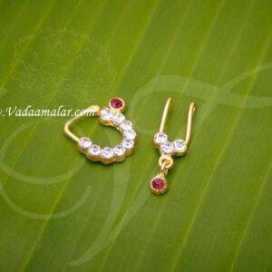 Nath Bullak White Stone Nose Moroon Ring Amman Ornaments Buy Now 3 pairs