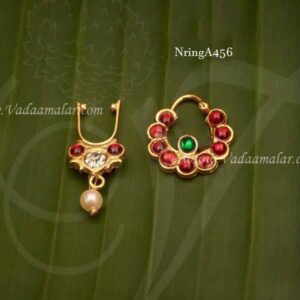 Nath Bullaku Kemp Stone Mukuthi Goddess Decoration Jewellery 3 pairs