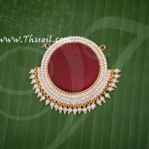 White with maroon Pathakam Hindu Deity Chest Ornaments Decorations for Temple 3.5 inches