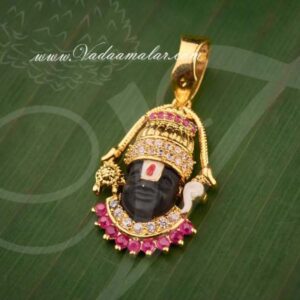 Tirupati Lord Balaji American Diamond Pendant Dollar 1 inches
