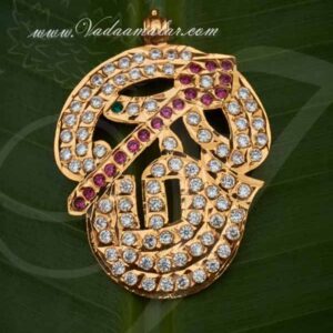 Om Muruga Pendant Stud with Gorgeous Stones 2 inches