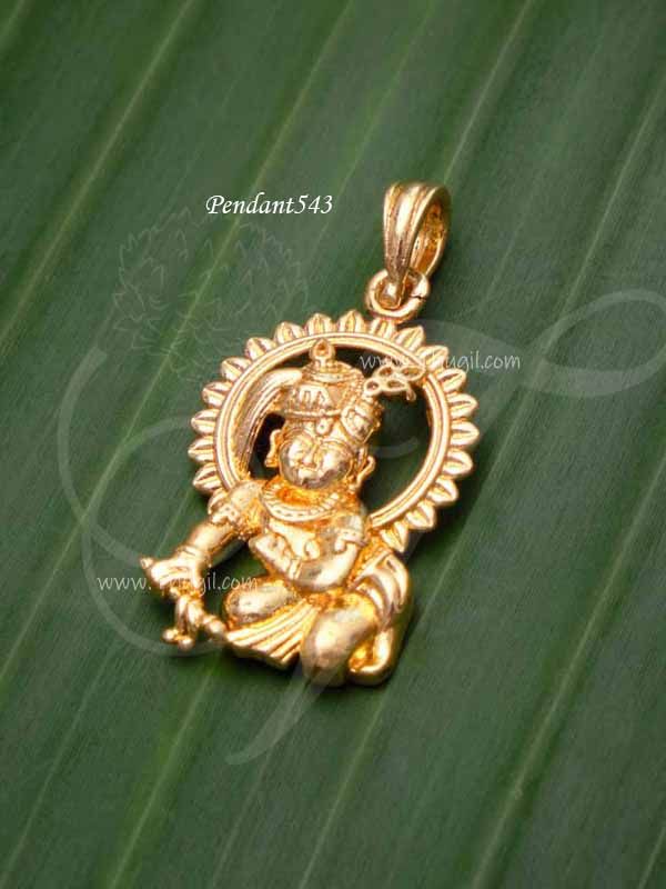 Krishna Baby Pendant Gold-Plated Crawling with Dollar Design 1 inch