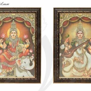 Lakshmi Saraswati Photo Frame For Puja and Decorations Small 7 inches