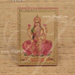 Small Gold Foil Lakshmi Photo Frame with Stand Puja Decorations Poojai Room 3.3 Inches