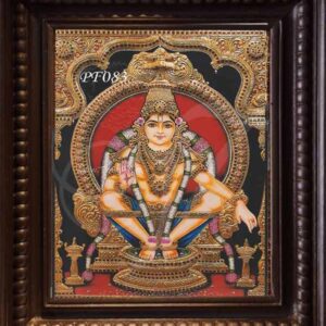 Swamy Ayappan Photo Tanjore Painting Print Wooden Frame ideal Gift 12 x 8 Inches