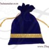 10 Blue Velvet Jewellery Pouch Gold border bags pouches - 11"
