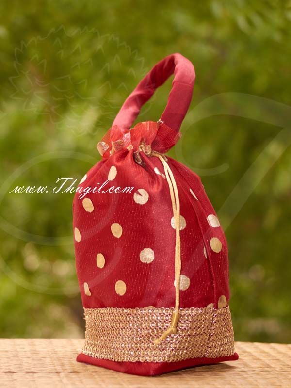 11 x 9 Purple Zari Design Embroidery Gifts Batwa Potli Bag Pouchs Wedding India Buy Now