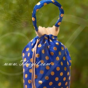 10 x 8 Blue Colour Potli Bag with wide golden lace Wedding Return Gift Buy Now