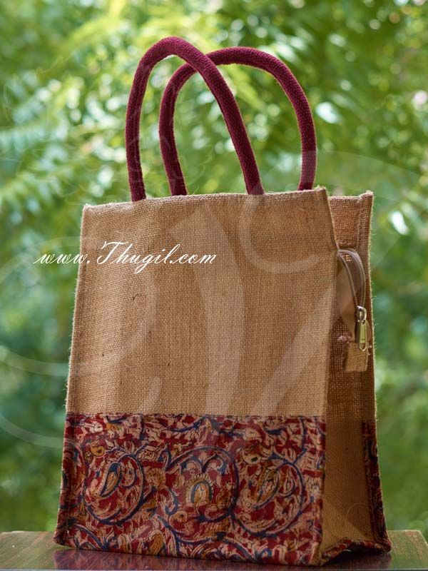 12" Beautiful Elephant Jute Bags/ Pouches with Zip