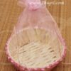 Pink Tissue Net Covered Gift Basket Round Eco Friendly 4 inches