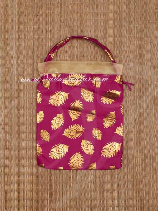 Return Gift Bag Pink Potli Bag with wide lace Buy Now 10 x 8