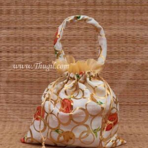 Wedding Return Gift Pouch Potli Bag Thamboolam Bags Half White Colour - 10 x 8 Buy Now