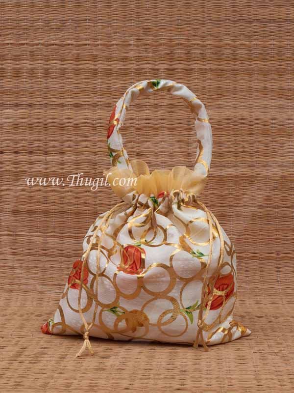 Wedding Return Gift Pouch Potli Bag Thamboolam Bags Half White Colour - 10 x 8 Buy Now