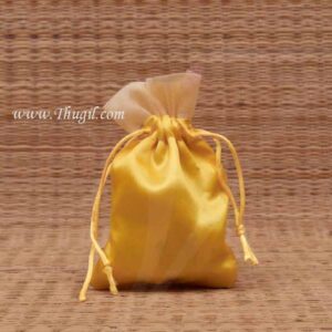 Wedding Return Gift Pouch Potli Bag Thamboolam Bags Yellow Colour - 6 x 4 Buy Now